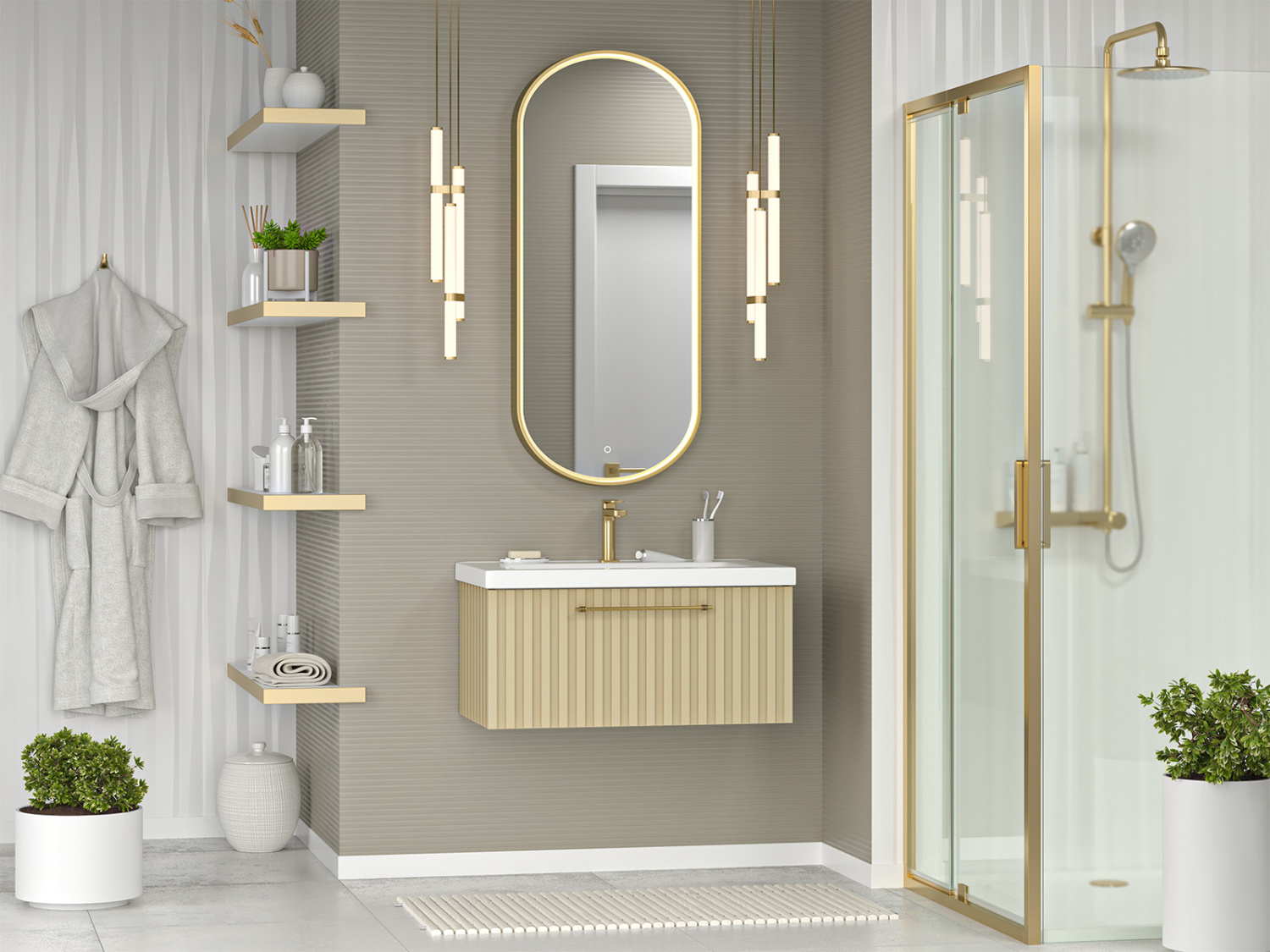 Тумба с раковиной Brevita Alicante 80 подвесная, капучино