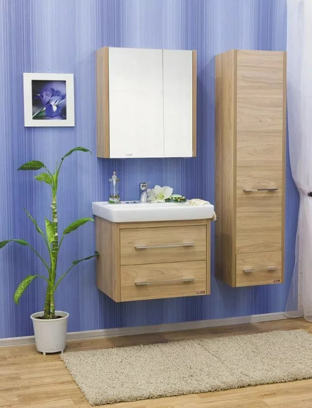 Тумба с раковиной Sanflor Ларго 80 2 подвесная, вяз швейцарский