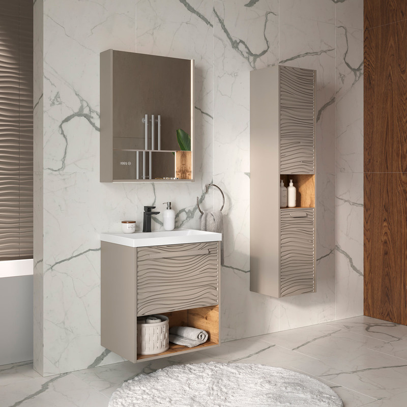 Пенал подвесной EQUIL Gleam 36 подвесной, с корзиной, универсальный R/L, амарок/дуб вотан