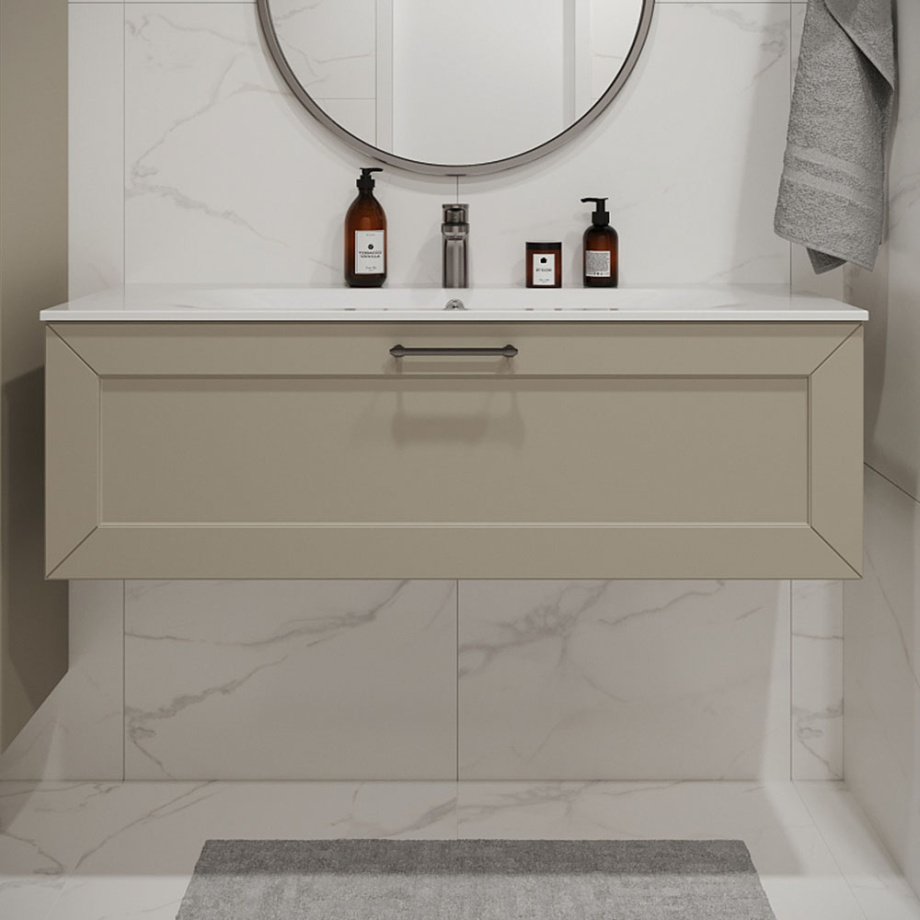 Тумба с раковиной подвесная (120 см) Terminus Victoria VIC101201900101O, айвори, ручки золото