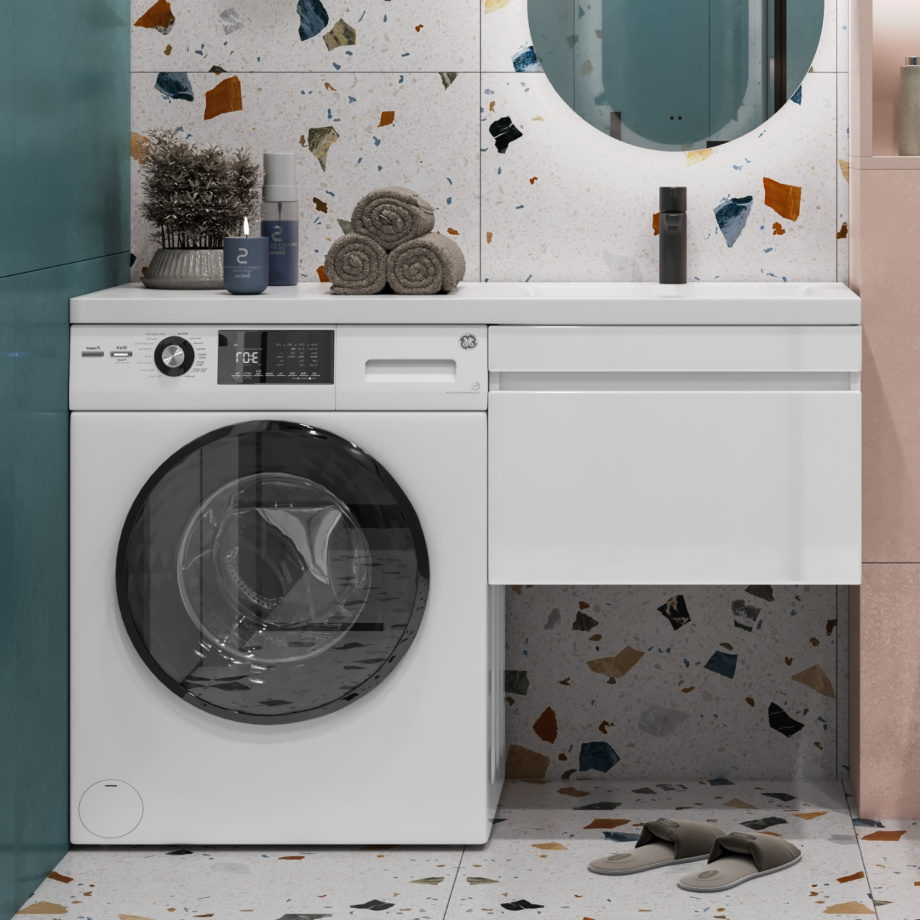 Тумба подвесная Vigo Urban 600-0-1, столешница 120 R, раковина Kamilla 120, 1 ящик, белый