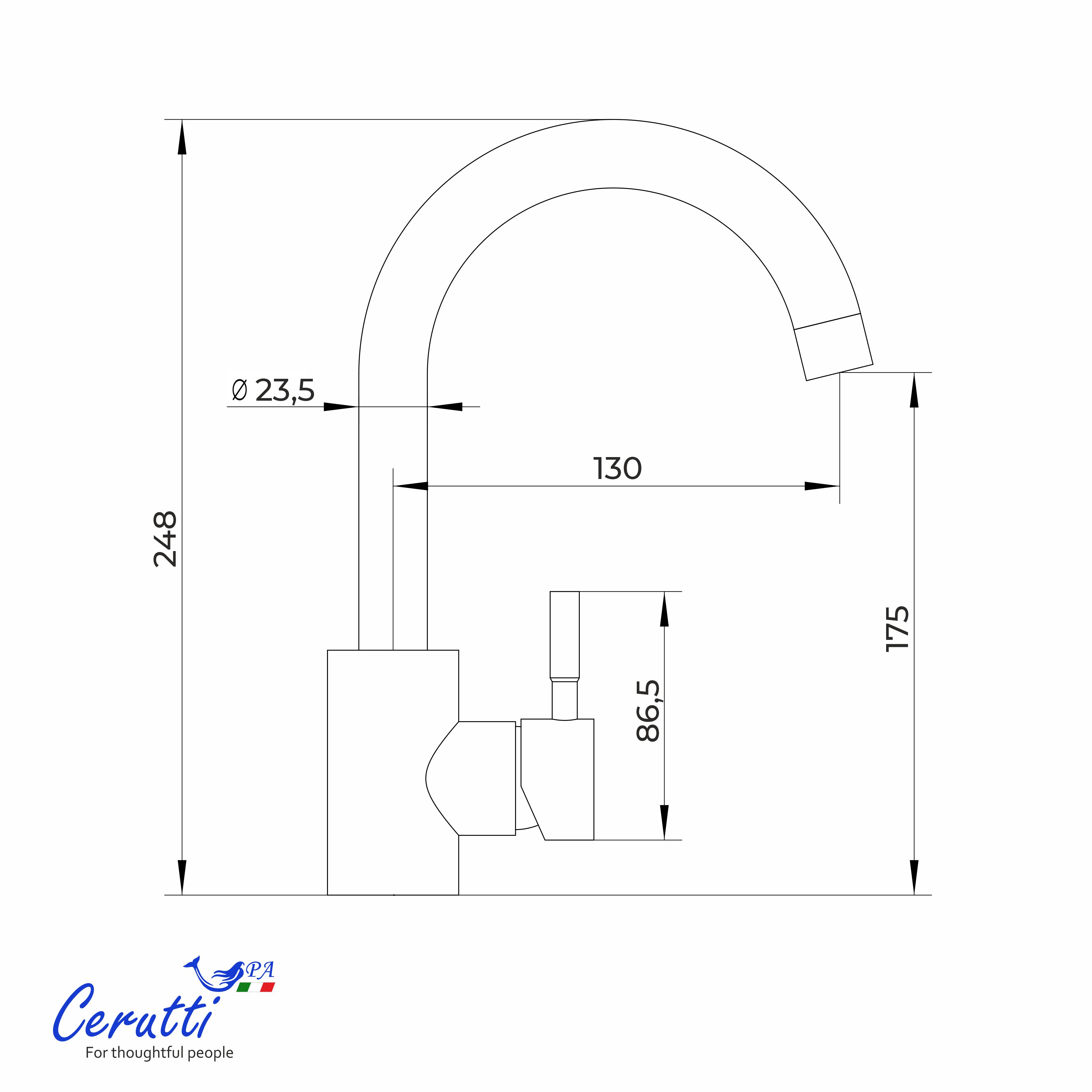 Смеситель для раковины Ceruttispa Сельсо (CELSO) из нержавеющей стали, цвет хром
