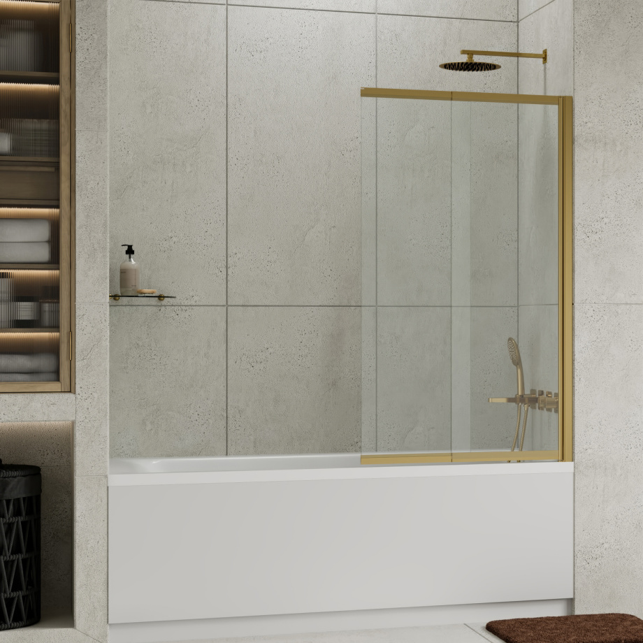 Шторка на ванну WasserKraft Schunter 82S02-80 800х1400 профиль золото