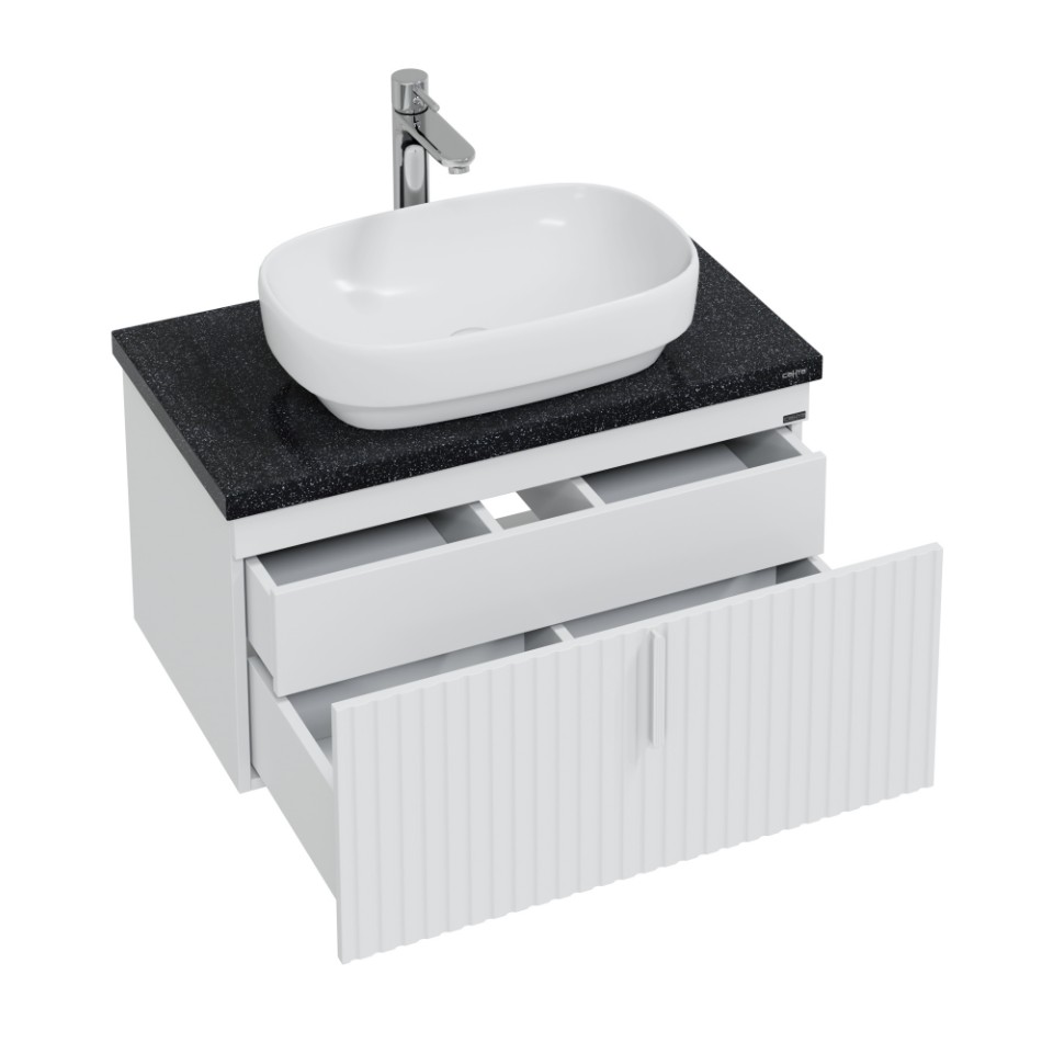 Тумба подвесная Санта Юпитер 80 с раковиной Купер 56, 2 ящика, RAL