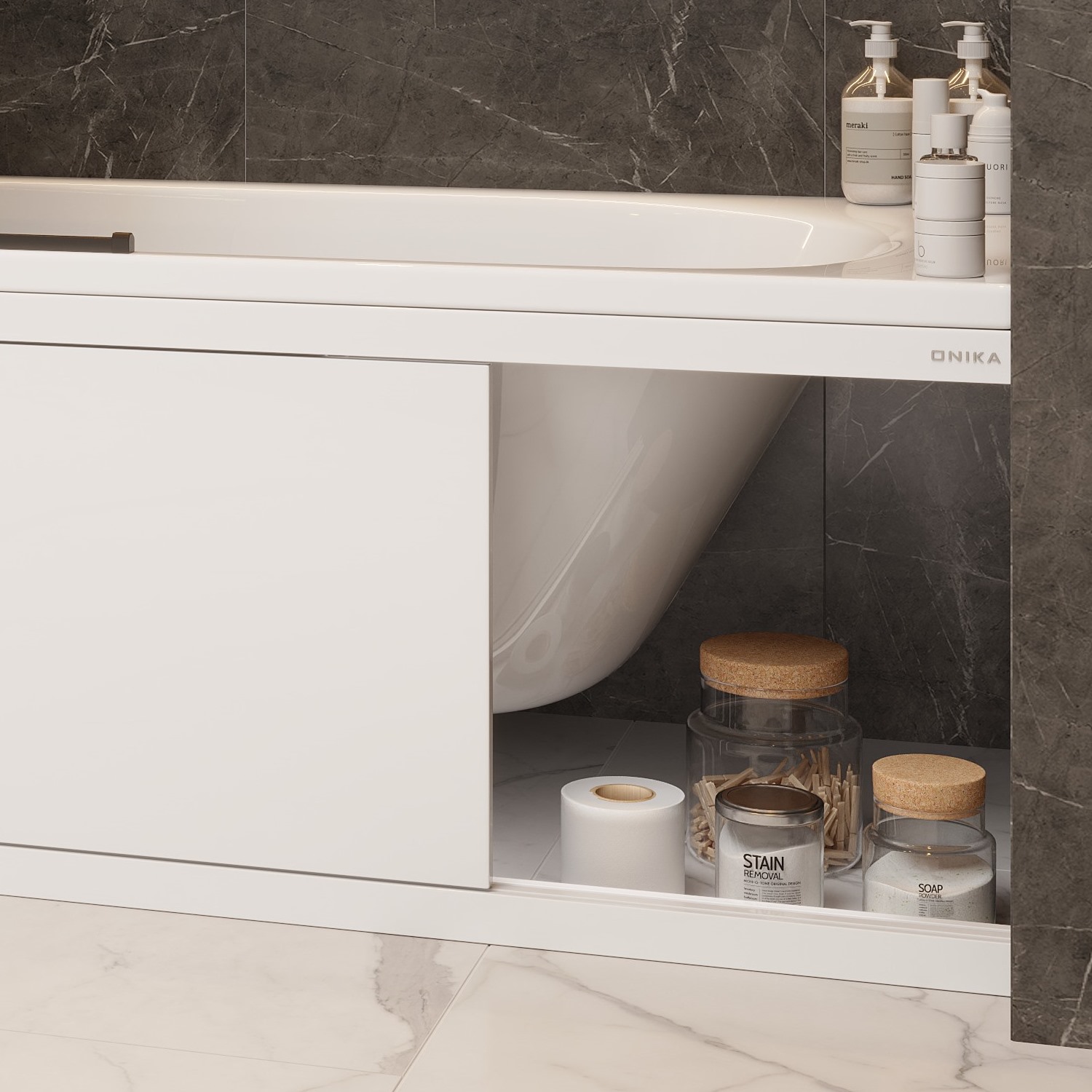 Экран под ванну Onika Одио Нова 150 раздвижной белый