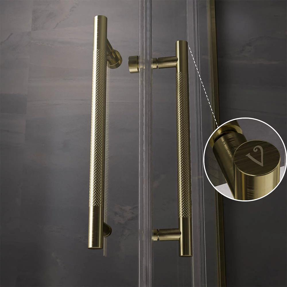 Душевой угол Veconi Premium Trento PTC-20G, 1000Х900x2000, брашированное золото, стекло прозрачное