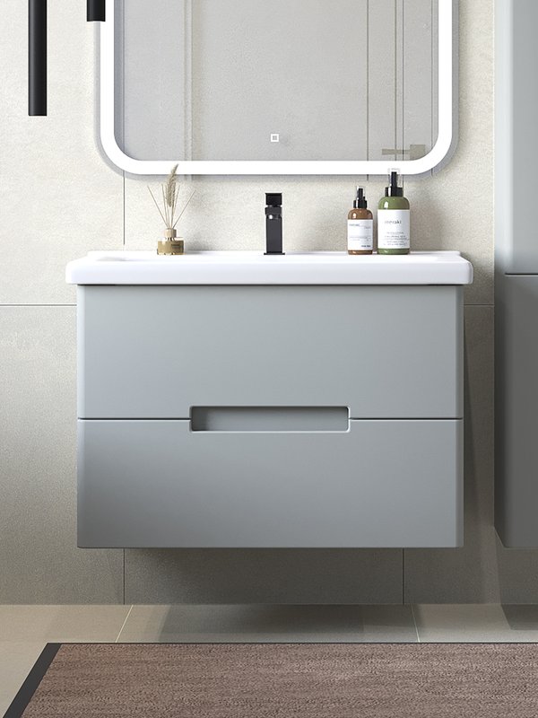 Тумба подвесная SanStar Ориана 80 с раковиной Миранда 80 (комплект), грей