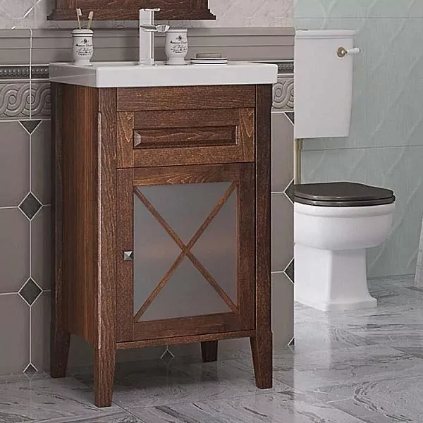 Мебель для ванной Opadiris Палермо 50 комплект, правый, напольный, светлый орех