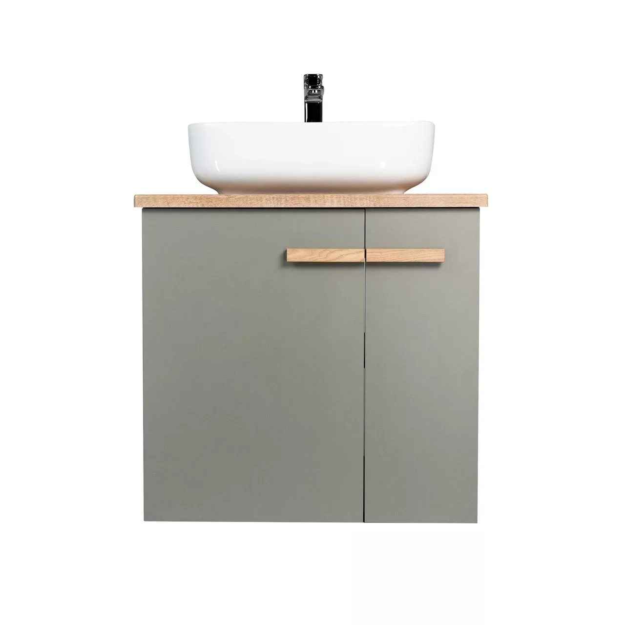 Тумба подвесная Viant Мюнхен 60 с раковиной Moduo 50, хаки