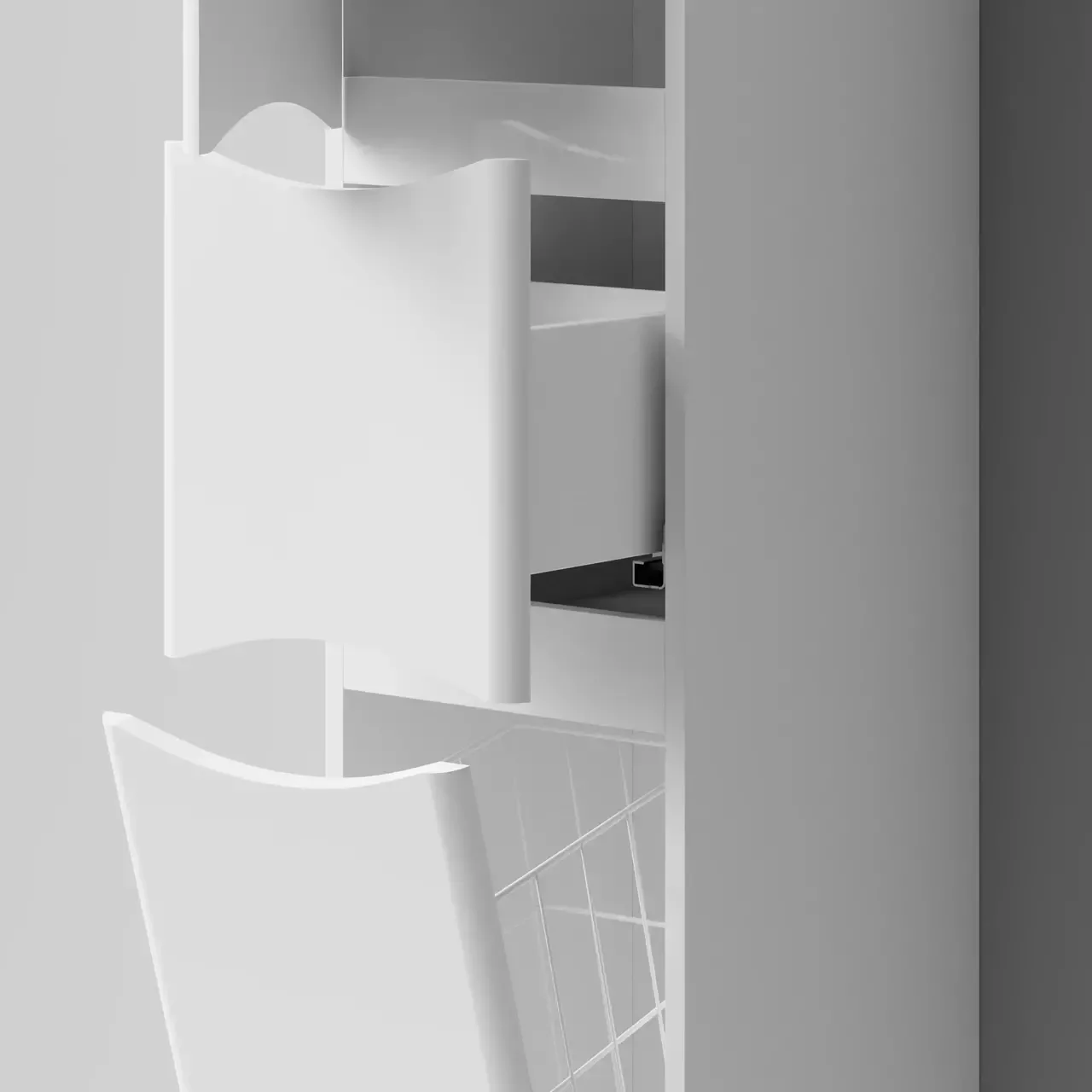 Пенал Vod-ok Адель 30 L/R, 2 двери, 1 ящик, напольный, с корзиной, белый + 13 цветов от магазина Vanna-Vanna.ru!