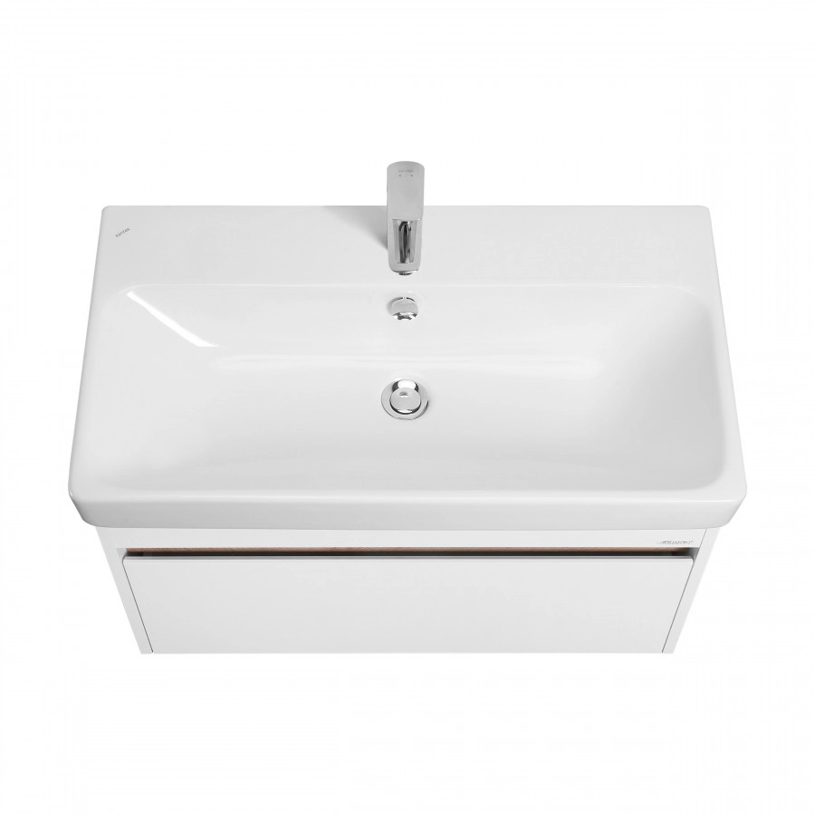 Тумба подвесная Aquaton Марти 80 с раковиной Адриана 80, белый