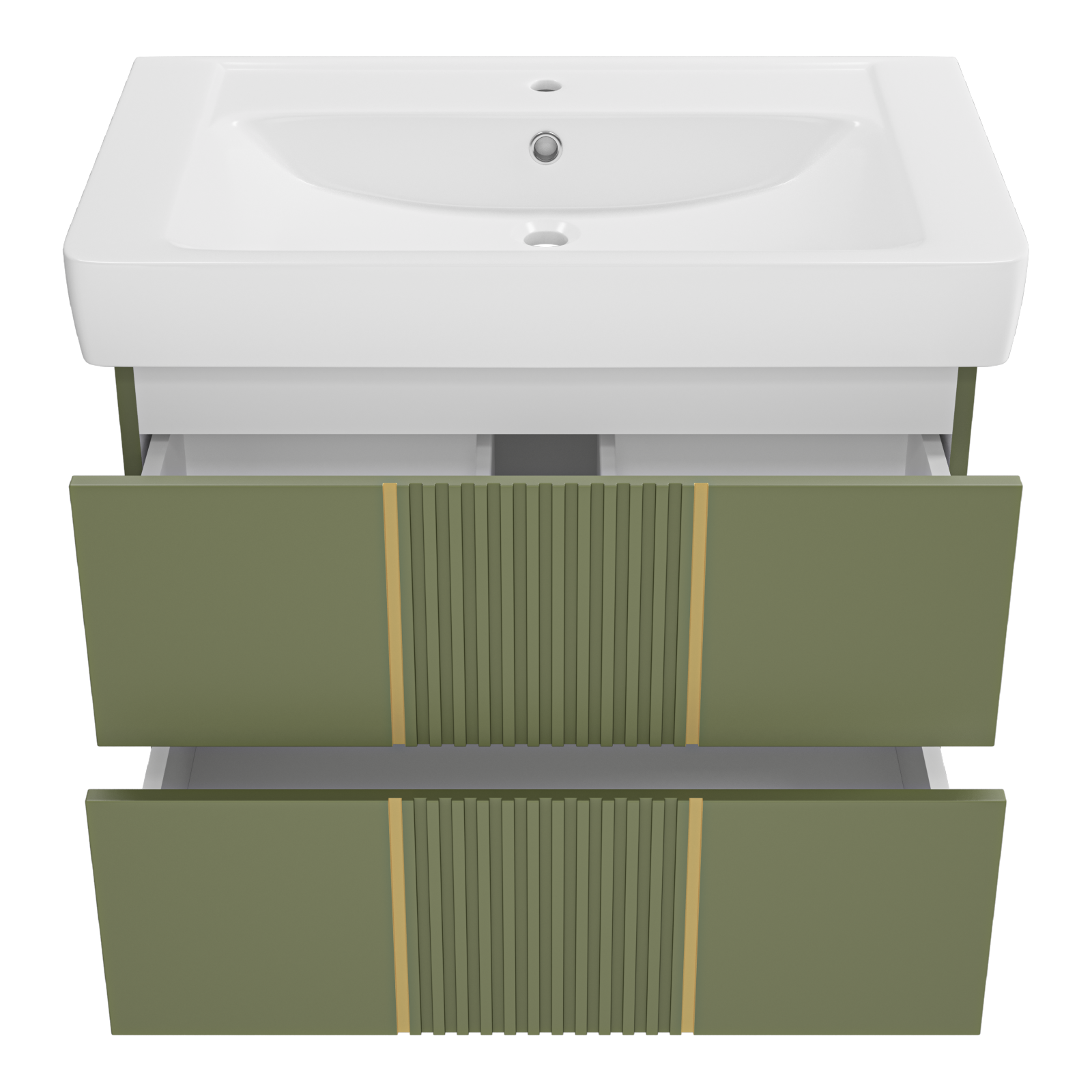 Тумба с раковиной Brevita Vega 80 подвесная, зеленый/патина золото