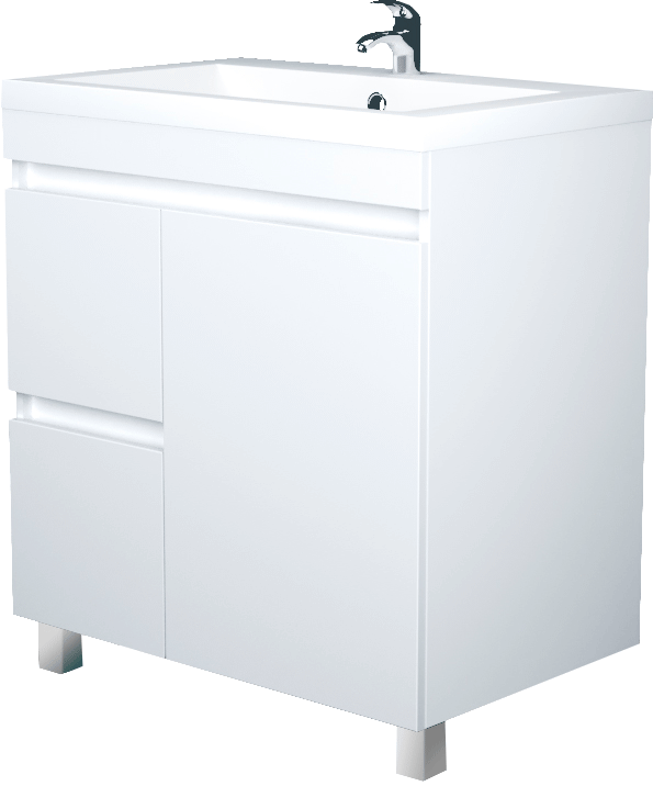 Тумба напольная 1Marka Cube 75Н с раковиной Анита 75, 2 ящика, 1 дверь, белый