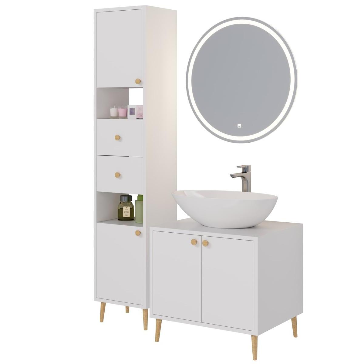 Тумба с раковиной напольная Dreja Luno 60 см, белый