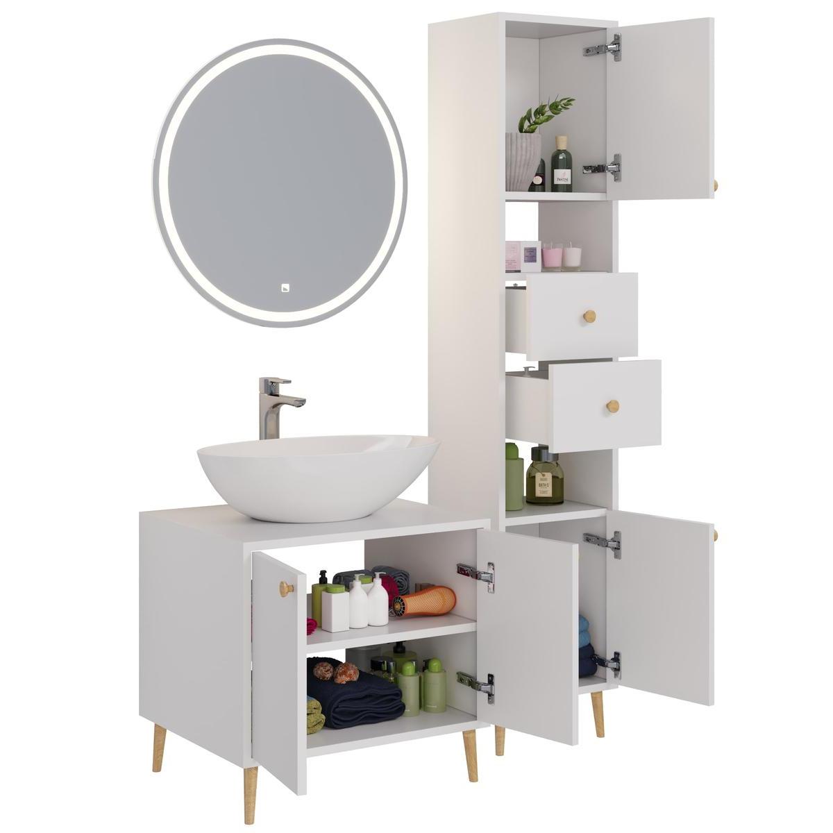 Тумба с раковиной напольная Dreja Luno 60 см, белый