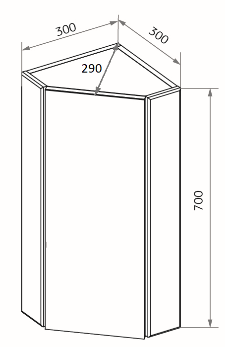 Зеркало-шкаф 1Marka Penta 43П угловой, 1 дверь, белый