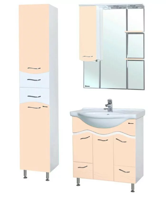 Зеркало с шкафчиком Bellezza Мари 85 L свет, бежевый