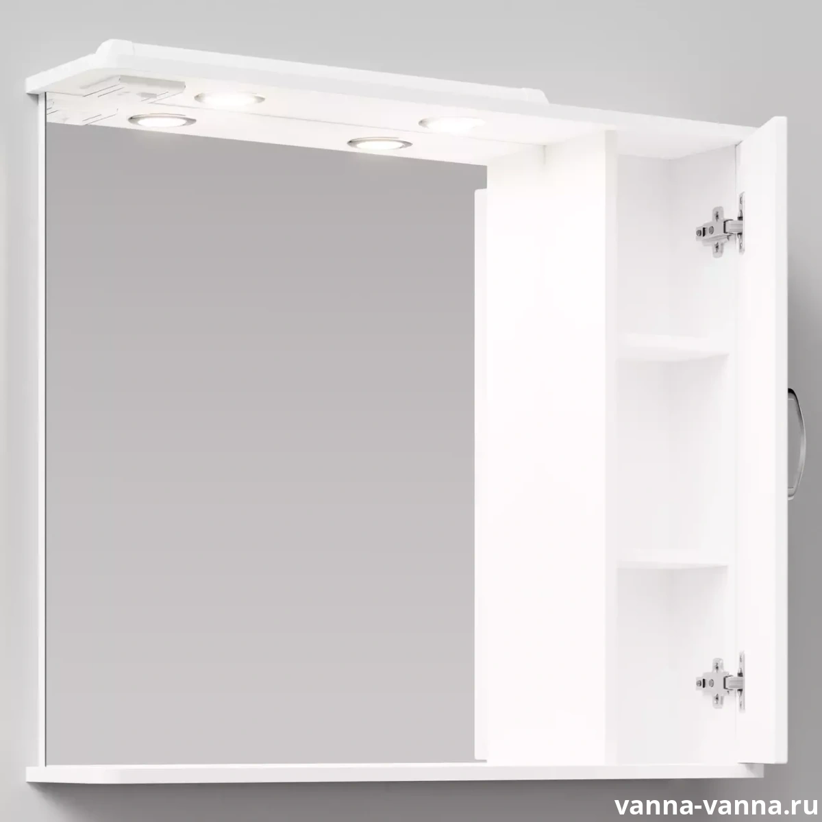 Зеркало со шкафчиком Vod-ok Колумбия 85 R свет, белый от магазина Vanna-Vanna.ru!