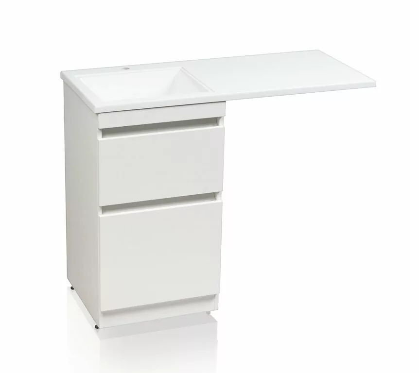 Тумба напольная Style Line Даллас 100 Люкс Plus ПВХ с раковиной Даллас 100 под стиральную машину, два ящика, левая, белая