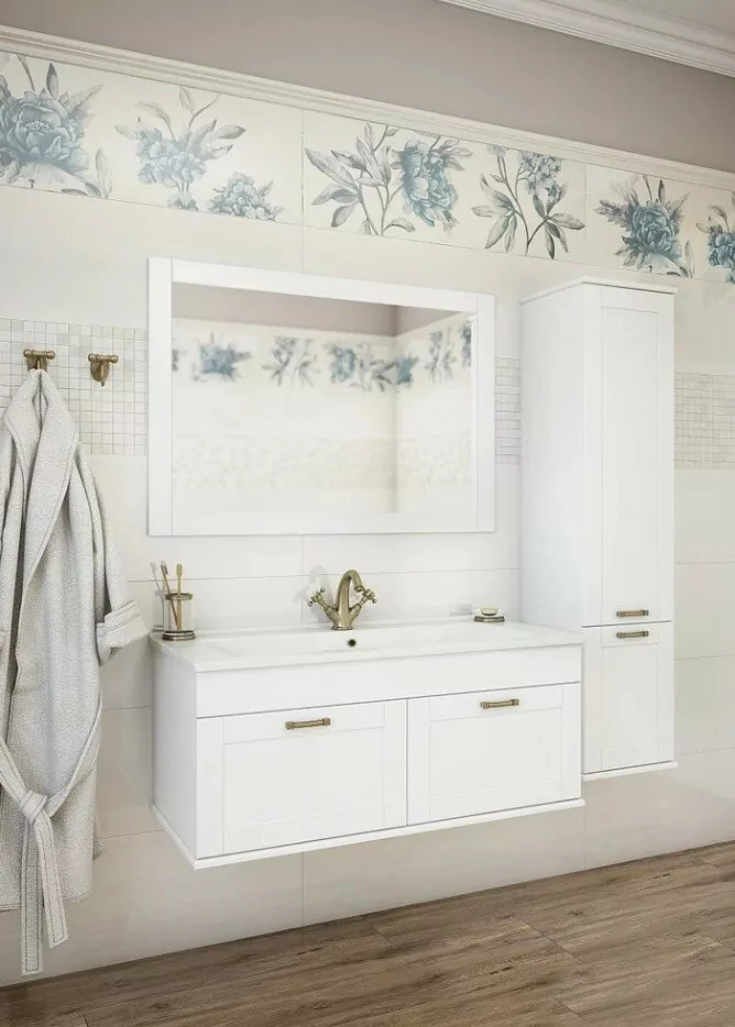 Тумба с раковиной Sanflor Ванесса 105 подвесная, белая