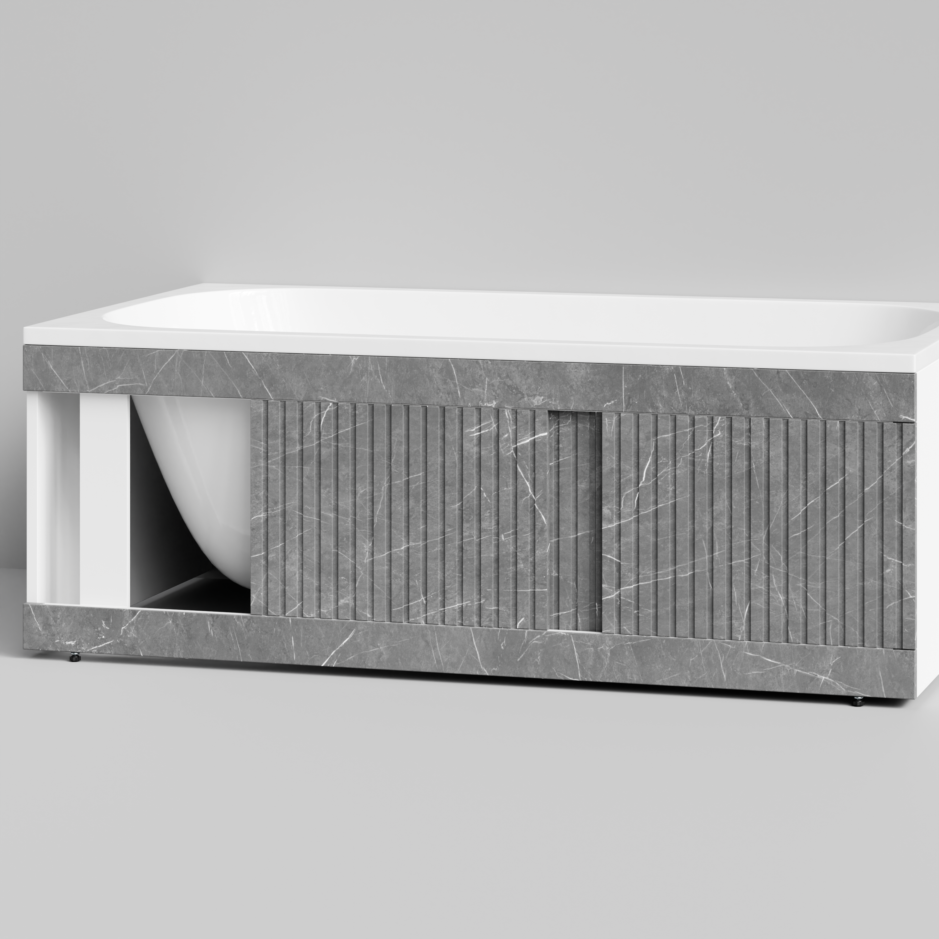 Экран под ванну Vod-ok Тач 150 раздвижной Мрамор Серый софт тач