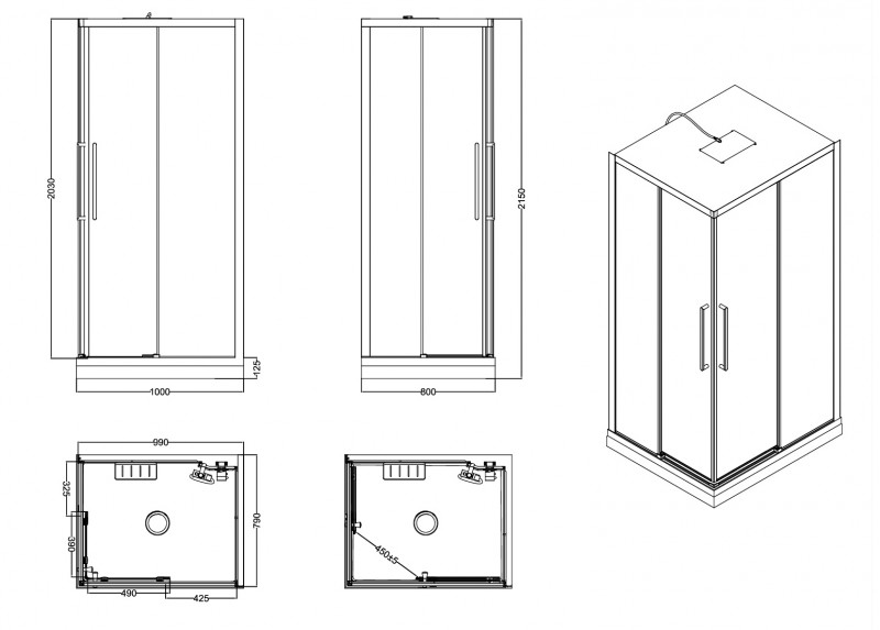 Душевая кабина Esbano ESM-108CKR (Left) 100х80х215