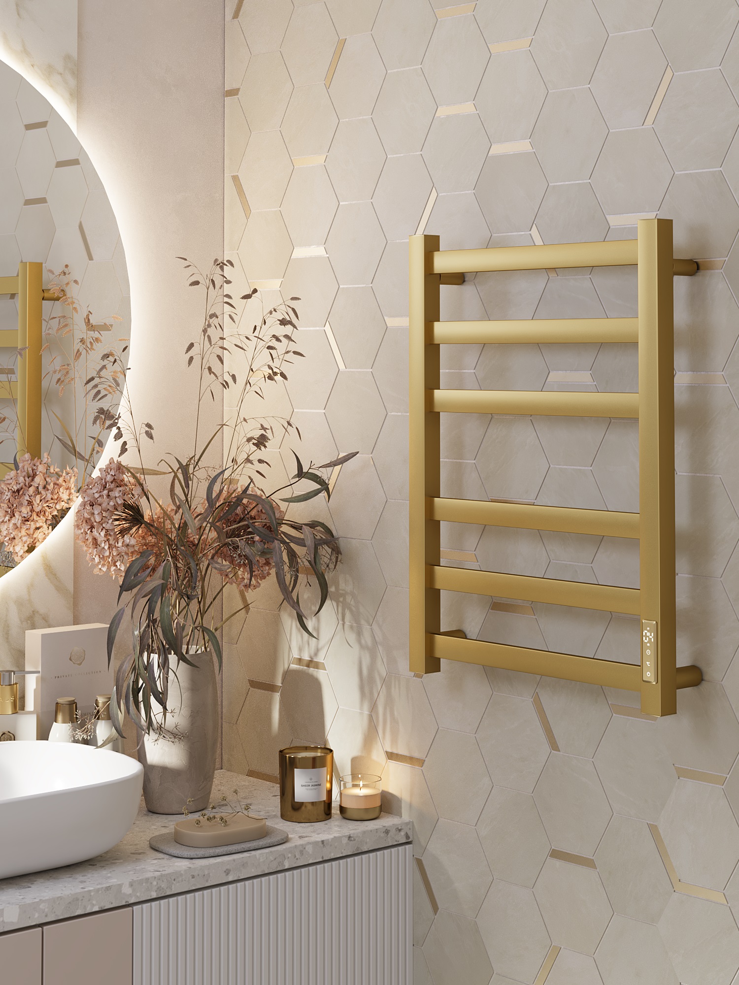 Полотенцесушитель электрический APEXTERMO Терра TR00164GL 600x400, золотой матовый