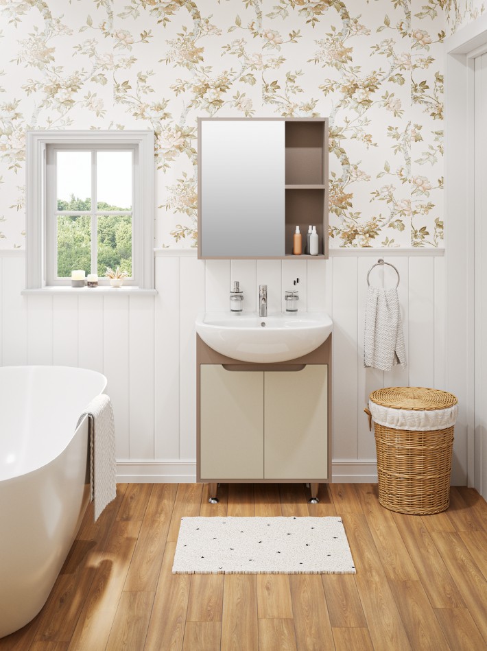 Зеркало-шкаф Runo Эко 52 какао, универсальный