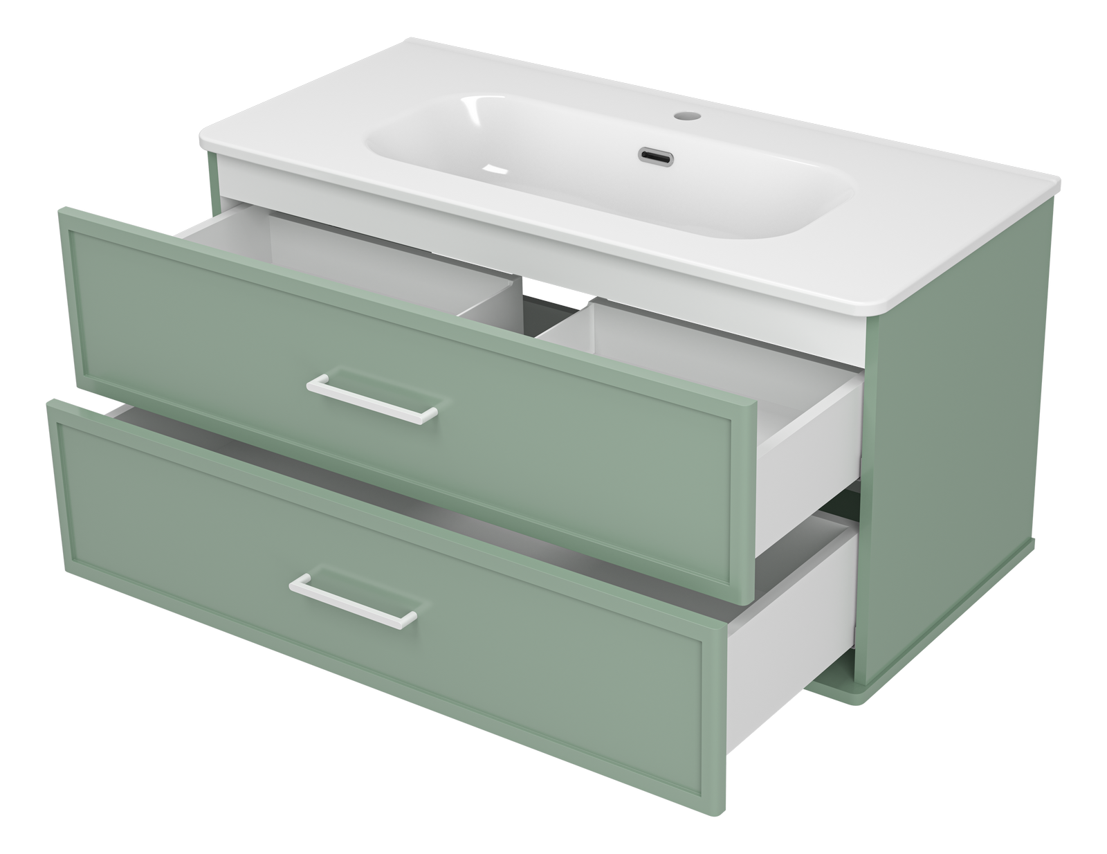 Тумба с раковиной Brevita Verde 100 подвесная (зеленая)