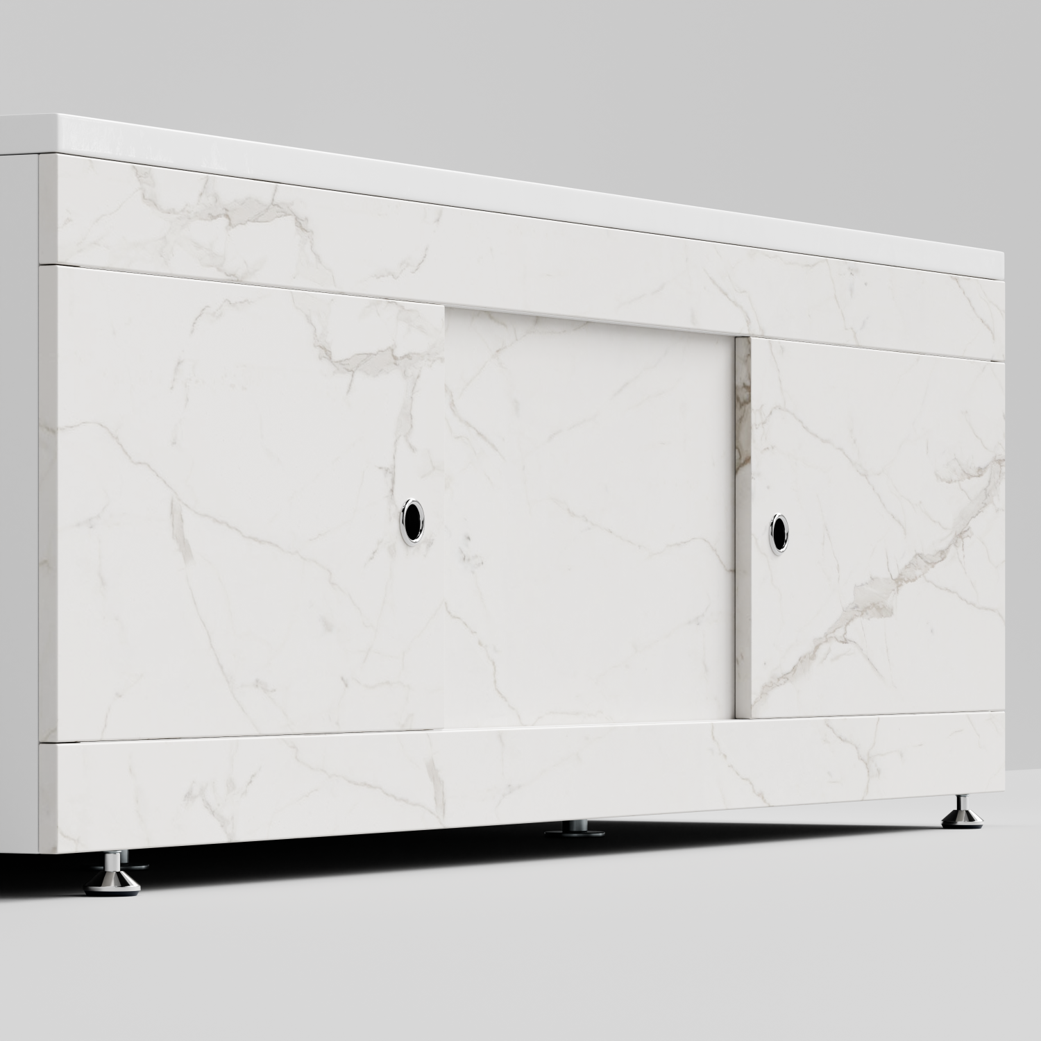 Экран под ванну Vod-ok Купе 180 раздвижной Мрамор Белый натур милк