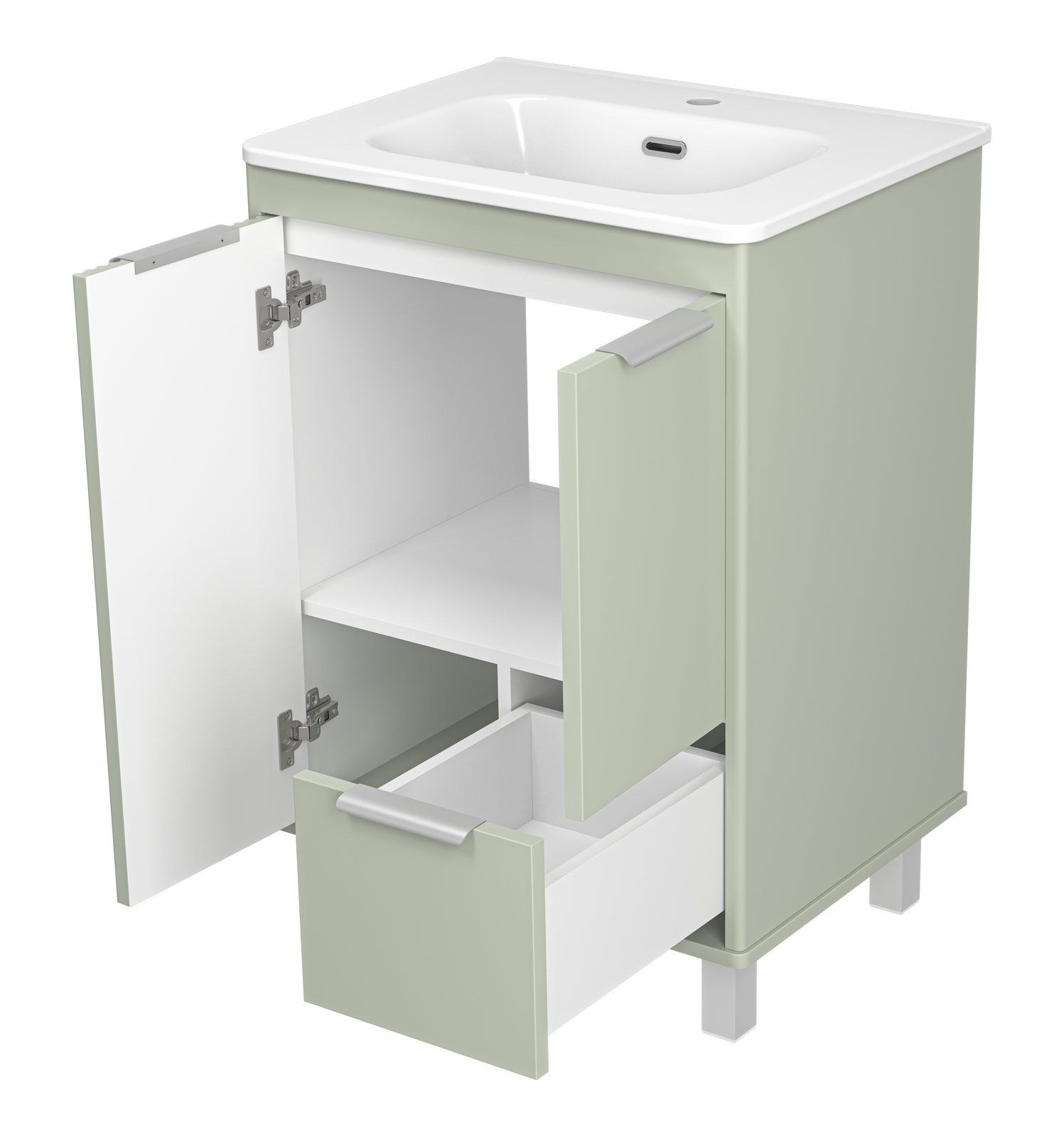 Тумба с раковиной Brevita Risacca Pistachio 60 напольная, фисташковый