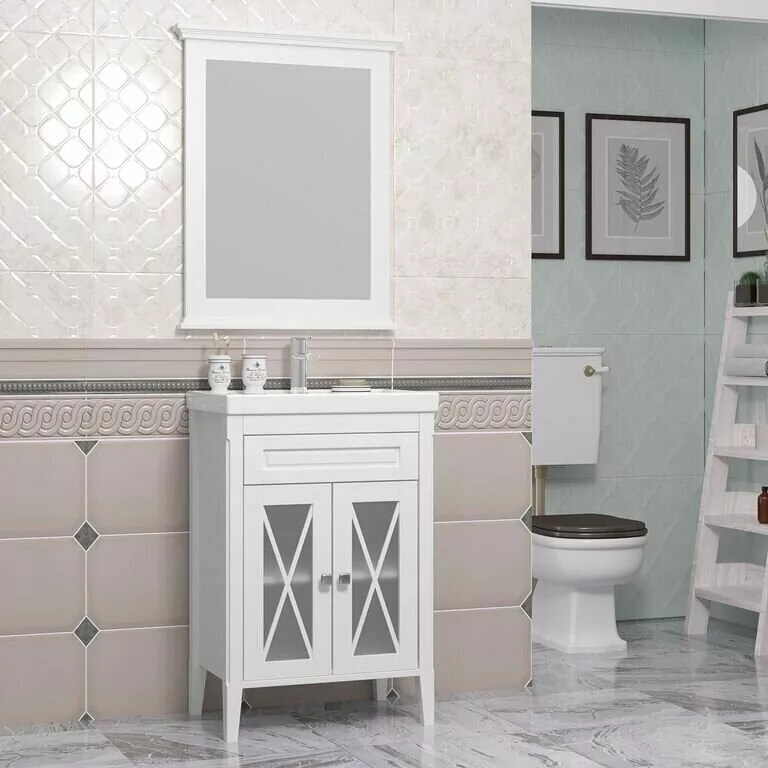 Мебель для ванной Opadiris Палермо 70 комплект, напольный, белый матовый