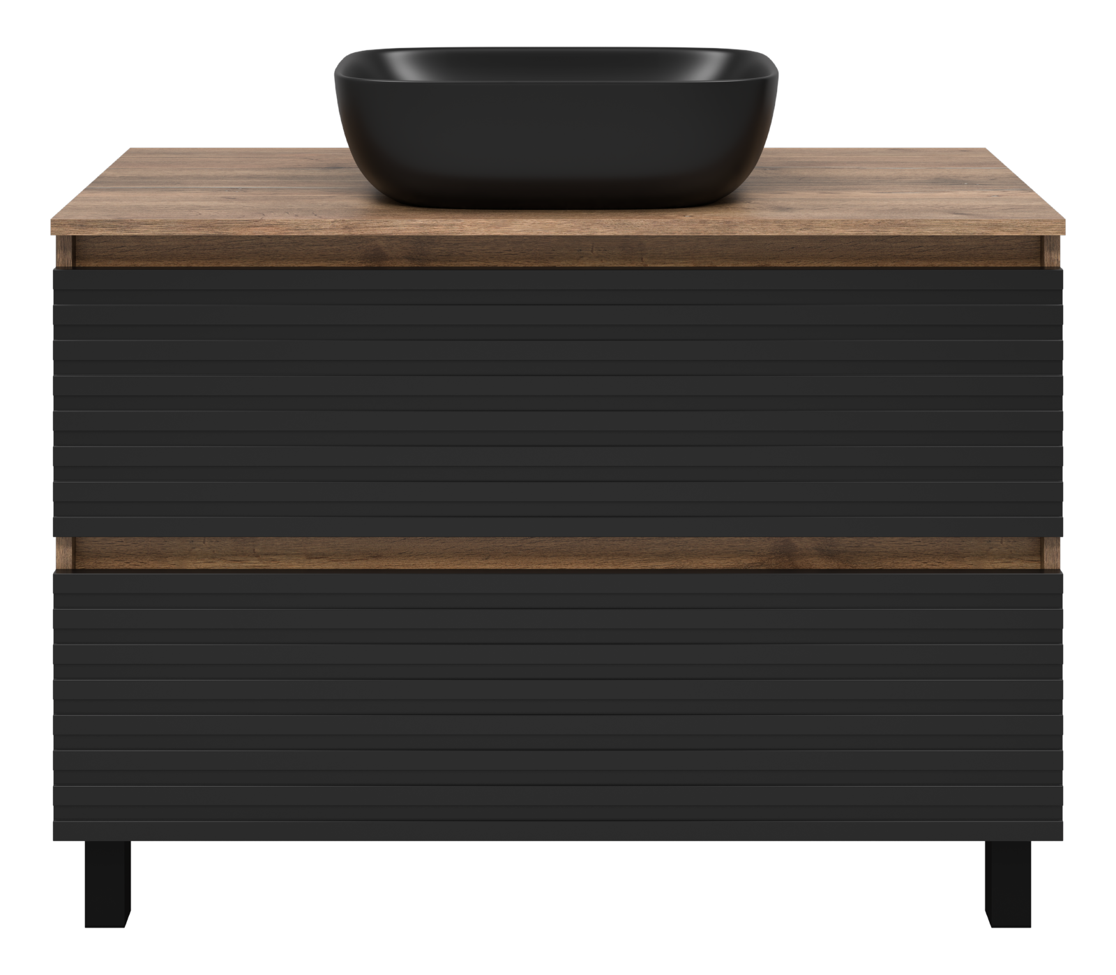 Тумба с раковиной Brevita Dakota 100 черный/дуб галифакс