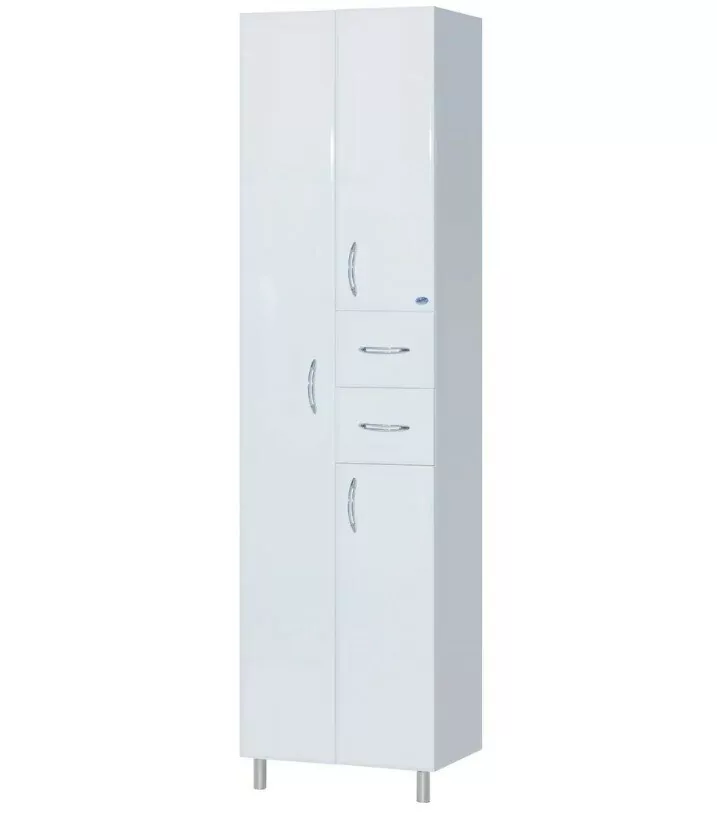 Пенал Bellezza Уют 60 L/R напольный, с корзиной для белья, белый