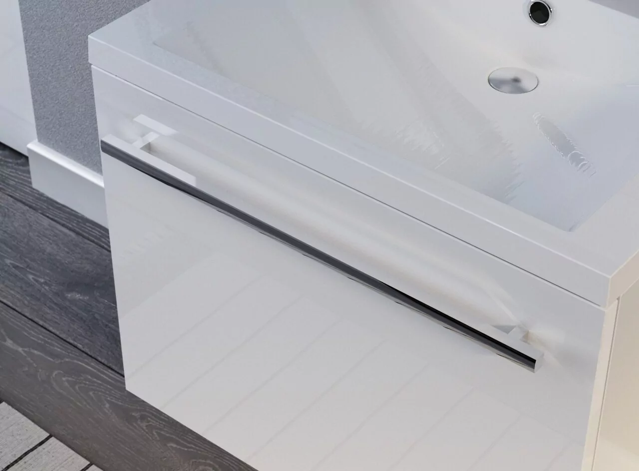 Тумба подвесная 1Marka Соната 58П с раковиной Анита 58, 1 ящик, белый