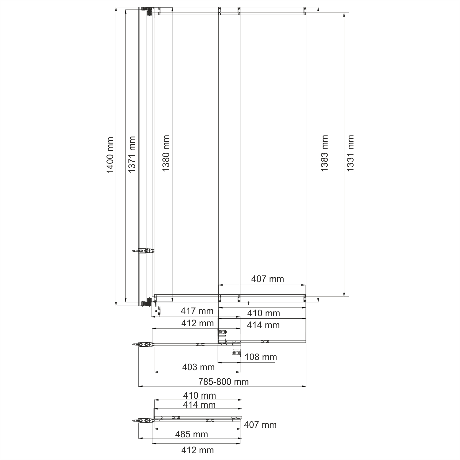 Шторка на ванну WasserKraft Schunter 82S02-80 800х1400 профиль золото