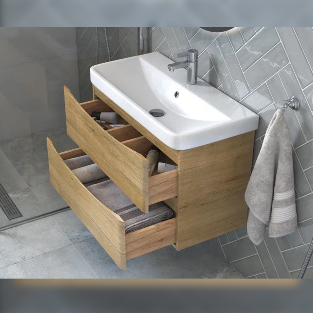 Тумба с раковиной подвесная Velvex Clay tp.CLA.9595.80.2Y дуб верона, 80 см