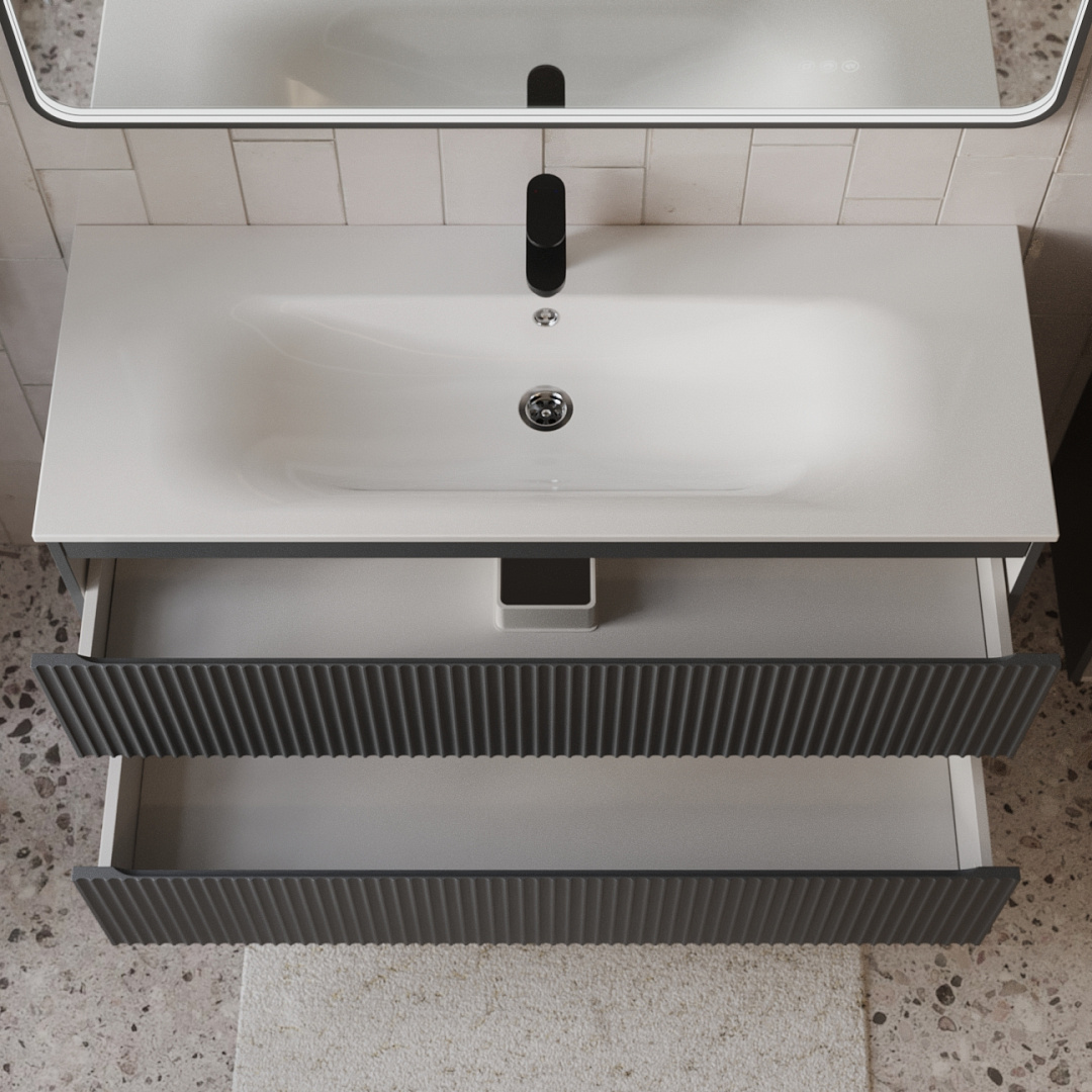 Тумба с раковиной подвесная (120 см) Terminus Sicilia SIC101202701601O, графит