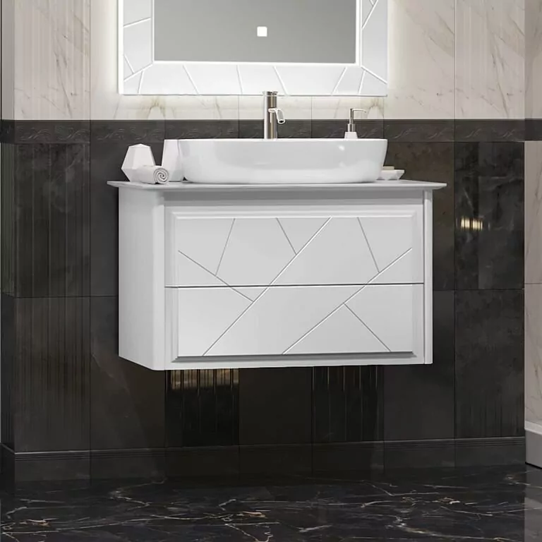 Тумба с раковиной Opadiris Луиджи 90 со столешницей, белый матовый