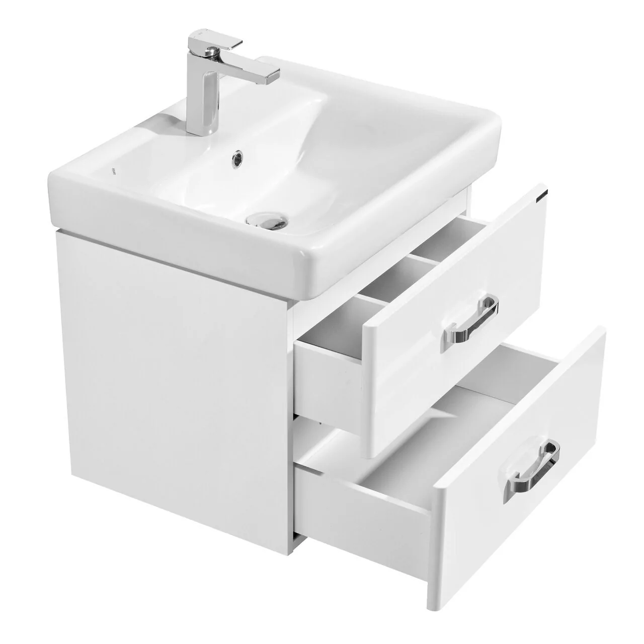 Тумба подвесная Aquaton Америна 70 с раковиной Тигода 70, два ящика, белый