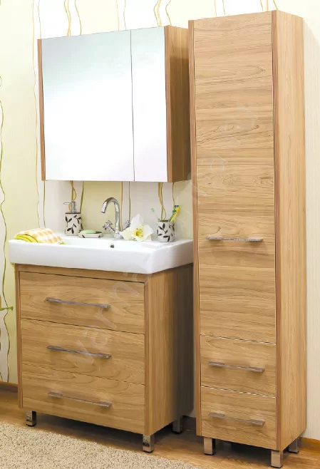 Мебель для ванной Sanflor Ларго 80 комплект, напольный, вяз швейцарский