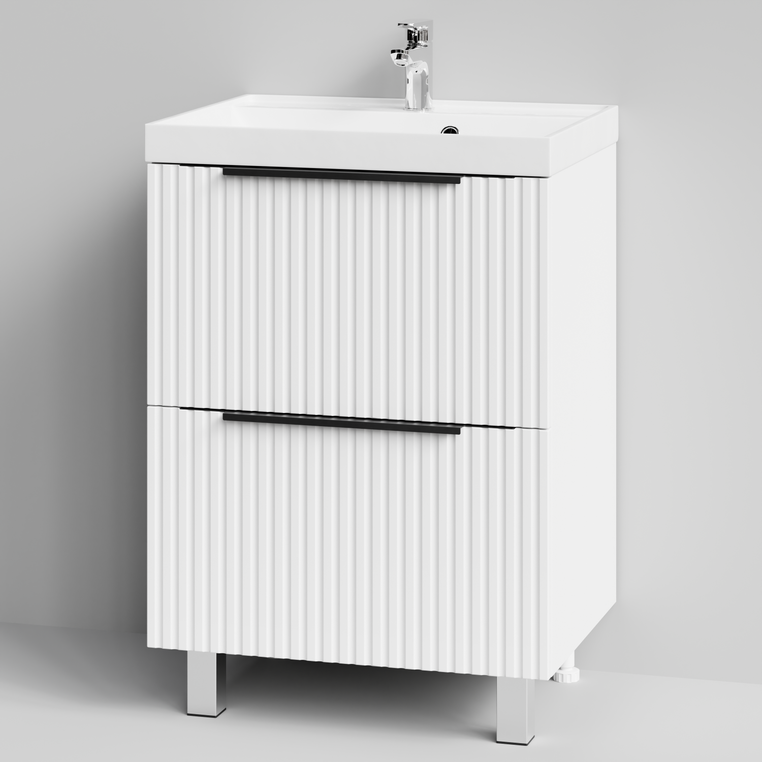 Тумба с раковиной Vod-ok Дольче 60 2 ящика, напольная, белая + 13 цветов