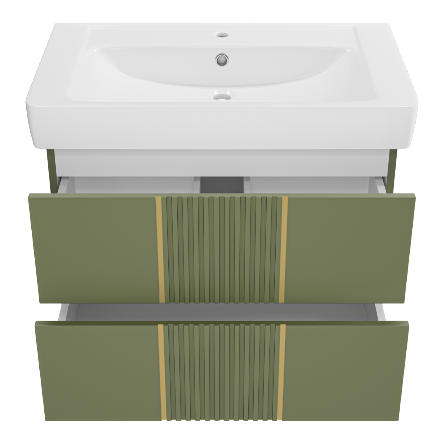 Тумба с раковиной Brevita Vega 80 подвесная, зеленый/патина золото