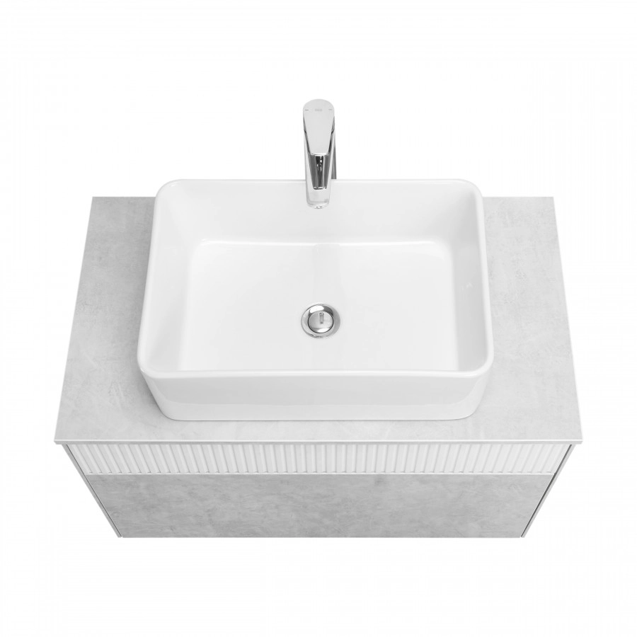 Тумба Aquaton Марбл слэйт 80 с раковиной MILA 50х35, белый матовый