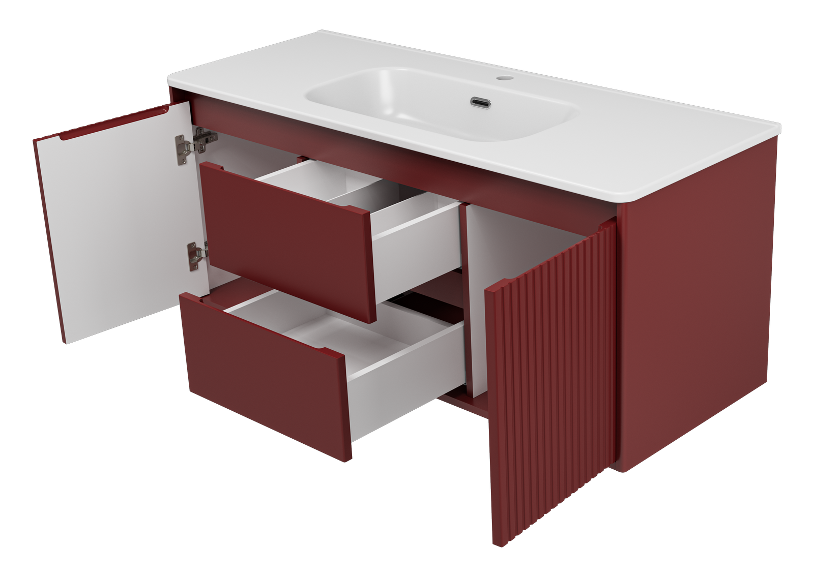 Тумба с раковиной Brevita Wine 120 подвесная (бордовая) с раковиной Brevita Onda 120