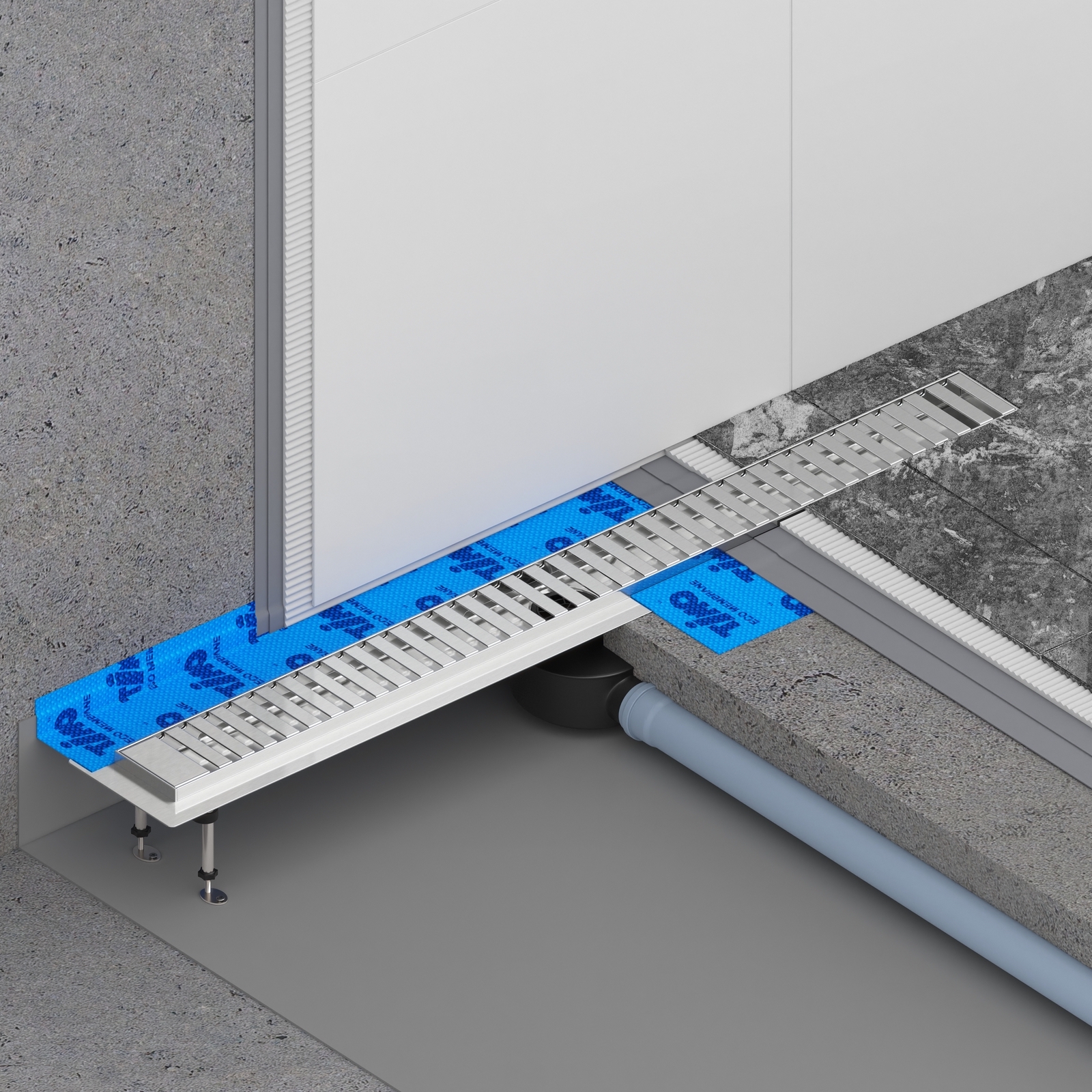 Душевой лоток TIMO Drain System 700 с вставкой "lines", Сатин