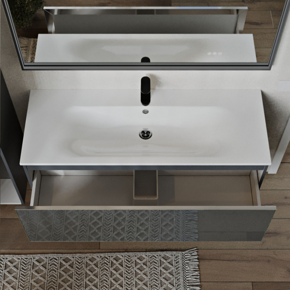 Тумба с раковиной подвесная (120 см) Terminus Vega VEG101201701601OSL, графит