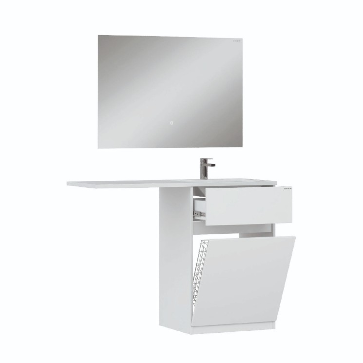 Тумба напольная Onika Сорго 58 с раковиной Марсал 120 R, под стиральную машину, белая