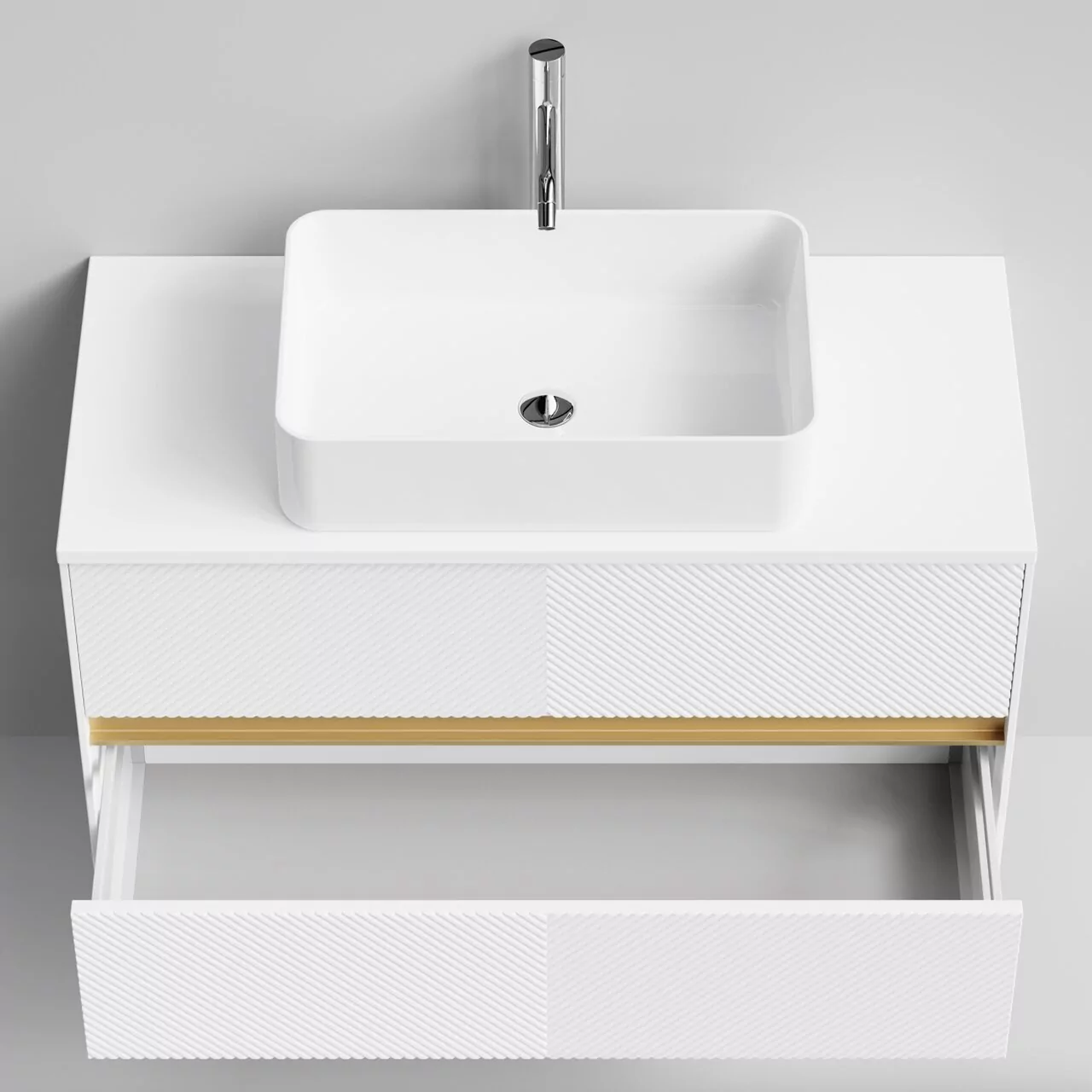 Тумба подвесная Vod-ok Аурум 100 с раковиной Олимпия 560, белый + 7 цветов от магазина Vanna-Vanna.ru!