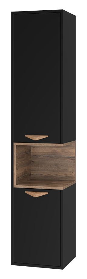 Пенал Brevita Bergen 35 подвесной, L, черный/дуб галифакс олово